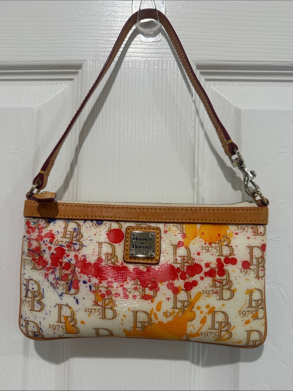 Dooney & Bourke Vintage Paint Splash Multicolor Signature Wristlet Bag